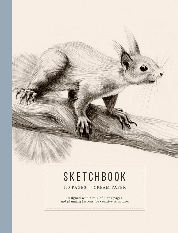 sketchcbook with squirrel nature sketching Anne Løvenskjold