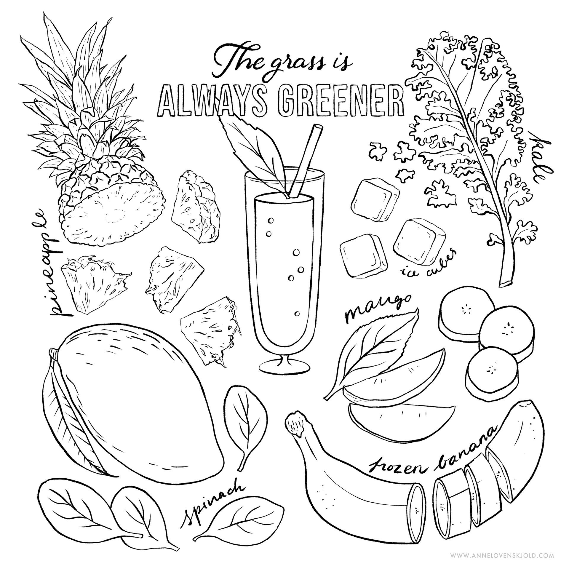 Gratis malebog Free Coloring Book Page Smoothie Mango Pineapple Banana Anne Løvenskjold Gratis malebog Free Coloring Book Page Smoothie Mango Pineapple Banana Anne Løvenskjold